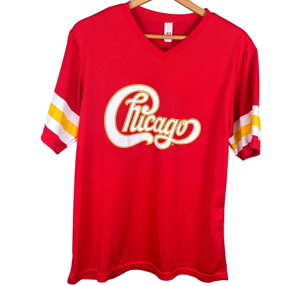 A4 Chicago Jersey Red Yellow White Number 53 V-Neck Athletic Shirt N3423 Mens L